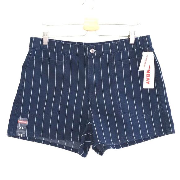 NEW - Unionbay jean shorts NWT 17 high rise pinstripes - Picture 1 of 8